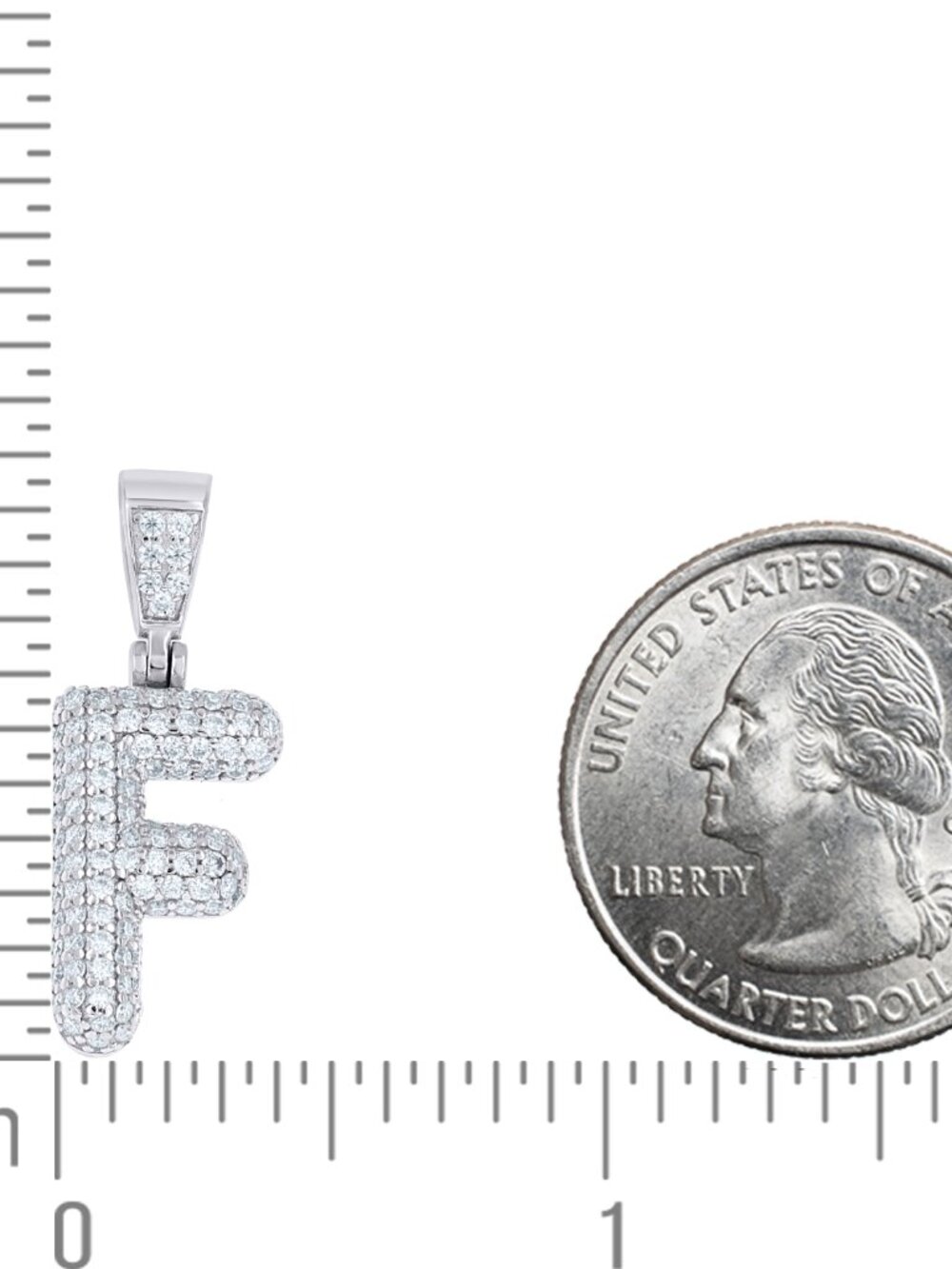 925 Sterling Silver 0.8ct Moissanite Initial Alphabet F Charm Pendant - Picture 5 of 5